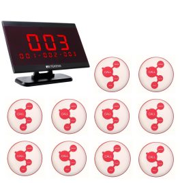 EC-07 Pincérhívó, Vendéghívó Rendszer Asztali Kijelzővel, 10 db hívógombbal