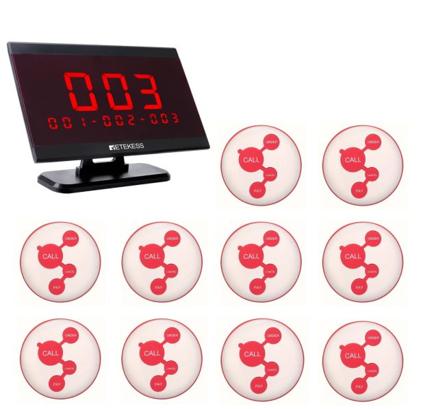 EC-07 Pincérhívó, Vendéghívó Rendszer Asztali Kijelzővel, 10 db hívógombbal