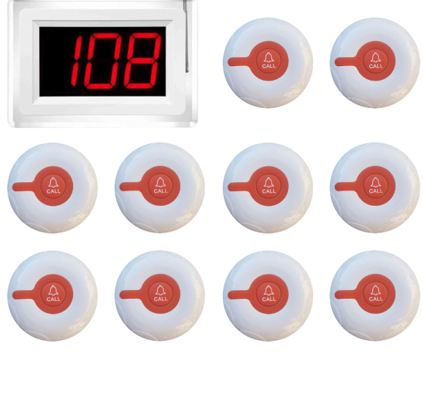 EC-05 Waiter Call, Guest Paging System – With Large Display and 10 Waterproof Call Buttons