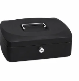 Pénzkazetta kerekített L 255x200x90 mm - fekete színben