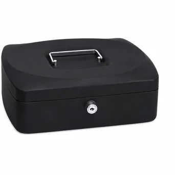 Pénzkazetta kerekített L 255x200x90 mm - fekete színben